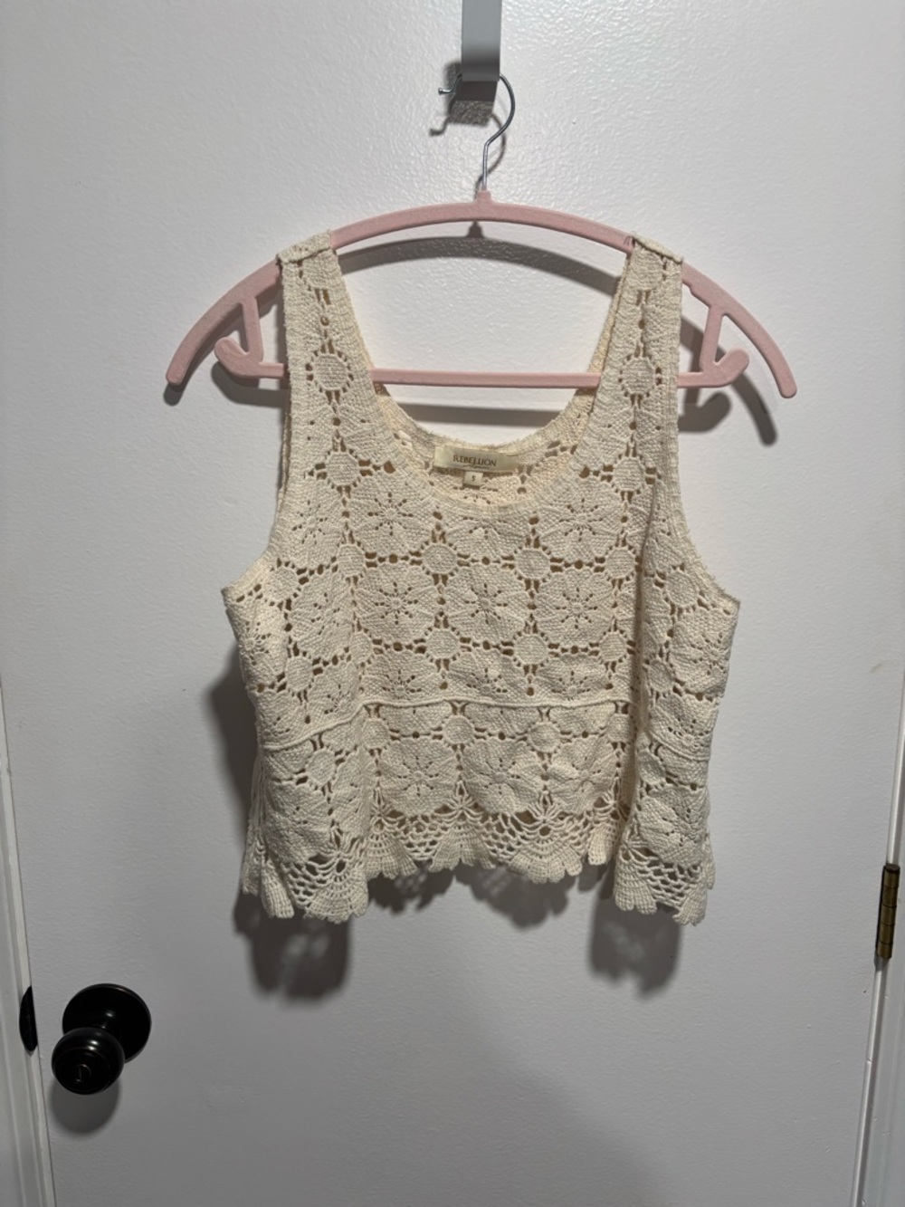 Rebellion Cream Crochet Tank Top
